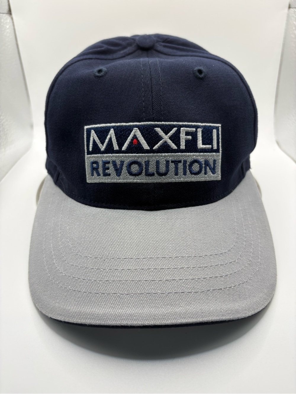 Vintage Maxfli Revolution Golf Strapback Hat Navy Gray 90s Adjustable Cap